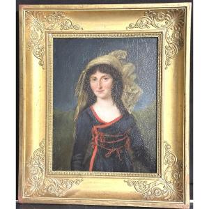 Rare Oil Early 19th Century Me David De Thiais Born Anne Charlotte De Lagrenee 1775-1825
