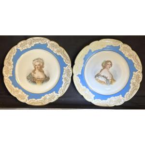 Rare Pair Of Plates X2 Sèvres 1846 Château Des Tuileries Reign Of King Louis Philippe
