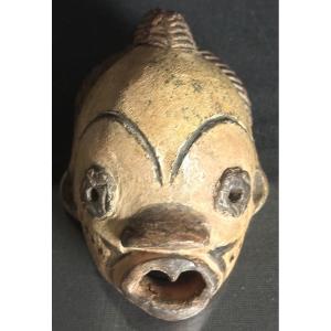 Antique African Miniature Polychrome Ceramic Passport Mask /4
