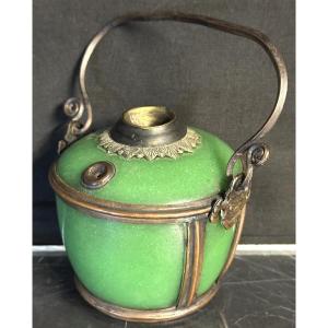 Antique Jade Opium Pipe Bowl Bat Decor China Vietnam Indochina