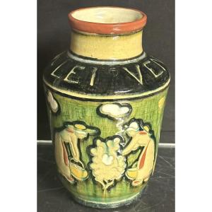 Marc Delduc 1932-1984 Hyeres Lei Vendumi Rare Vase Harvest In Provence Vine Wine
