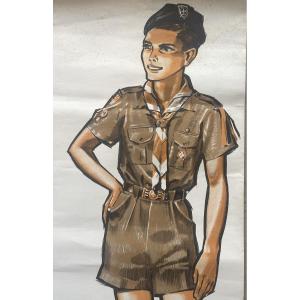 Pierre Joubert Lithographic Poster Scout La Hutte 60x39,5cm Scouting