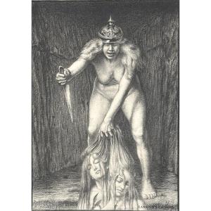 Carlos Schwabe 1866-1926 Rare Visionary Lithograph 1915 Der Krieg The War Schwab 