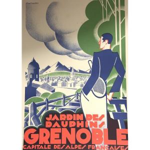 Gaston Gorde 1908-1985 Color Poster Dauphin Garden Grenoble Tennis 1987