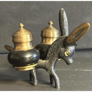 Walter Bosse 1904-1979 Donkey In Bronze Salt And Pepper Shakers 1950 Herta Baller Austria