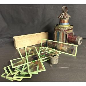 Lapierre 1880 Magic Lantern And 13 Plates 