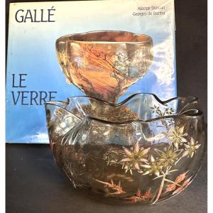 émile Gallé 1846-1904 Large Enamelled Glass Bowl Grasses Signed 