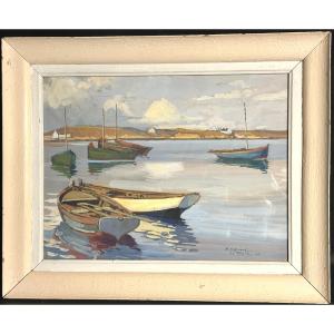 Stéphane Pierre Armand XXth La Trinité Sur Mer 1936 Brittany Morbihan Gouache