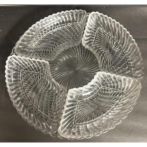 Signed Aperitif Service In 19th Century Crystal, Tray And 4 Val St Lambert Dishes