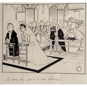 Jean Bellus 1911-1967 Rare Indian Ink Ideal As A Humorous Wedding Gift