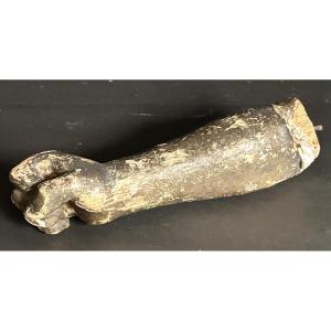 18th Century Carved Wooden Torch Holder Arm. Wall Light As Is.