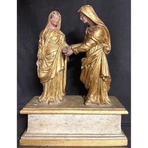 Important 18th Century Group In Gilded Wood 50x40cm