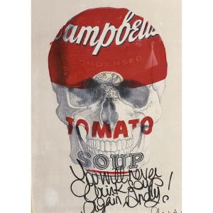 Campbell's Tomato Street Art Litho Signed Skull Dlg Andy Warhol
