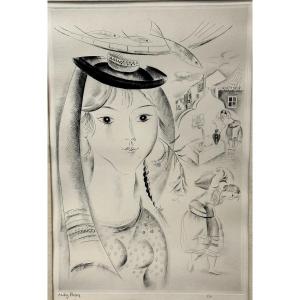 Mily Possoz 1888-1967 Portugal Large Drypoint Young Portuguese Woman 1930 Lisbon