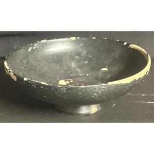Campanian Ceramic Cup With Black Glaze Heel 4th-2nd Century Bc Archaeology 