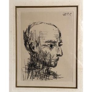 Pablo Picasso Portrait Of Max Jacob 1956 Rare Original Old Drypoint Ref Cramer No 78