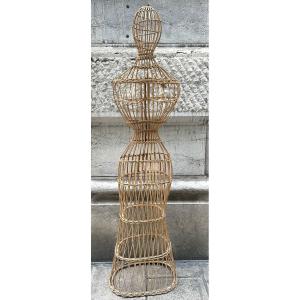  Life-size Rattan Mannequin 168cm Circa 1900, Wickerwork In Very Good Condition, Seamstress 