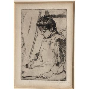 Wlodzimierz Konieczny 1886-1916 Poland Warsaw Etching Signed