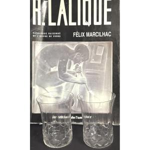René Lalique Haarlem Model Pair Of Goblets Ref 4511 Marcilhac 