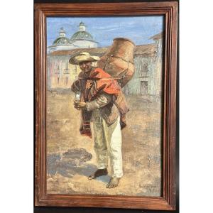 Cesar Villares Ecuador 1880-1941 Oil Quito In 1900 Exhibitions