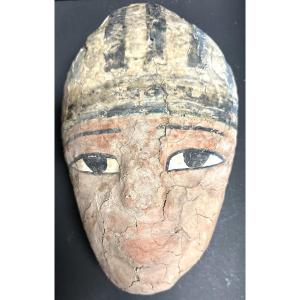 Ancient Egyptian Sarcophagus Mask In Stuccoed Wood And Canvas Ptolemaic Period Archaeology