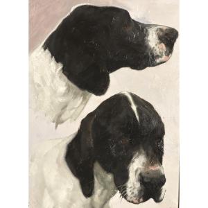 Fernand Clausse 1899-1967 Elegant Oil Painting English Pointer Dog /6