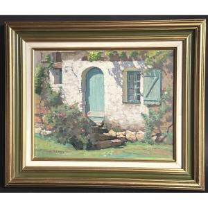Charles Perron 1893-1958 Nantes Oil Sunny Garden La Mauriniere Brittany 