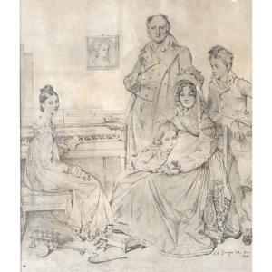 Ingres 1780-1867 After The Stamaty Family Engraving By Pierre Munier