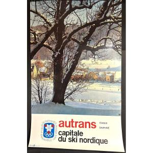 Autrans Poster 10th Winter Olympic Games Grenoble 1968 100x62cm In Very Good Condition Vercors Ski