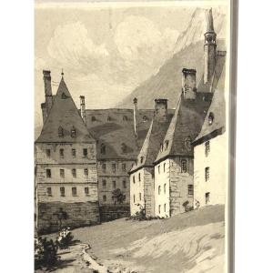 Joanny Drevet 1889-1969 Monastery Of The Grande Chartreuse Correrie Etching Dauphiné Grenoble