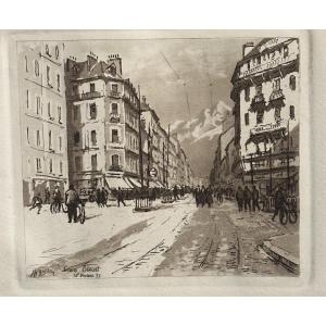 Joanny Drevet 1889-1969 Cours Berriat 1933 Grenoble Etching Alpes Dauphiné