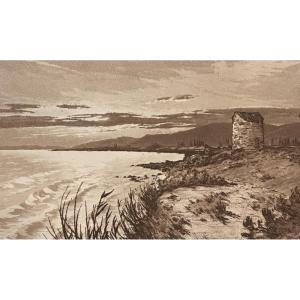 Joanny Drevet 1889-1969 Large Etching At The Mill Of Wonder 1941 Berre Pond 13 Lançon 