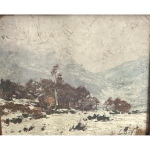Signed Oil Painting? Snowy Mountain Landscape In The Alps By L. Defrelle?