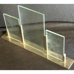 Art Deco Photo Frame Signed Heso In Chromed Metal And Glass, 1930