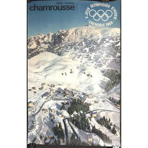 Chamrousse Original Poster For The 1968 Winter Olympic Games Grenoble Alps 96x62cm