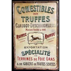 Truffles Lithographed Advertising Tin Sign 38x25cm Foie Gras Terrine Kitchen Tableware 