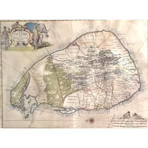 Insula Ceylan 1672 Sri Lanka Large Old Map Philippus Baldeus Amsterdam 