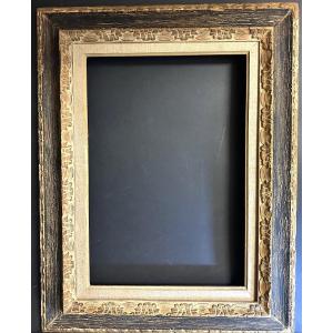 Antique Large 10p Frame For A 55x38cm Image, Circa 1930-1940, In Carved Wood