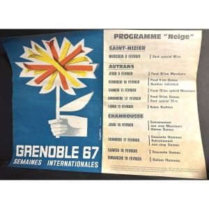 Roger David Original Poster Grenoble 1967 Cojo Olympic Games Autrans Chamrousse St Nizier