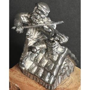 Violinist On A Rooftop In 925/1000 Silver Judaica Sculpture /1