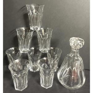 Baccarat Talleyrand Pattern, Eight Whisky Glasses And Their Crystal Decanter Signed Harcourt /1