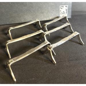 Ercuis Silversmith Knife Rest In Case, Like New, Art Deco Style, Silver-plated Metal, Design