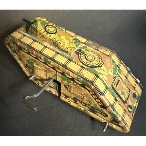 Vintage Memo Mechanical Toy British Mk4 Tank In Lithographed Tinplate. Collectible /1