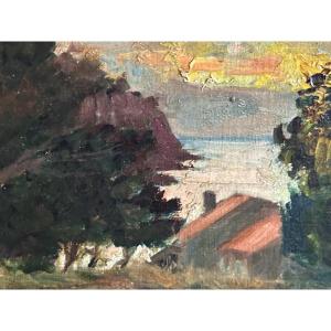 Marcel Malatier 1884-1954 Oil On Canvas, Wooded Landscape At Dusk