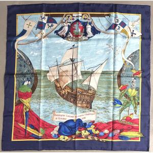 Hermès Silk Scarf 1992 Christopher Columbus Discovers America Near Mint Condition Special Edition