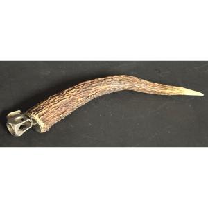 Cigar Cutter, Signed, In Antler And Steel, Black Forest Style, Stag Horn Handle, 27 Cm