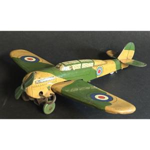 Wells Brimtoy Lithographed Tinplate Airplane With Key Made In England Very Good Condition /19