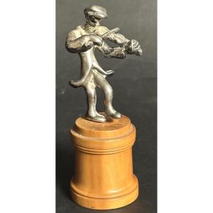 Dancing Violinist In 925/1000 Silver, Ben Zion Israel Judaica Sculpture