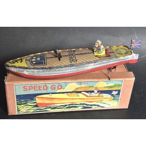 Very Rare Speed Go Japan So 1930 With Lithographed Sheet Metal Key Toy /24