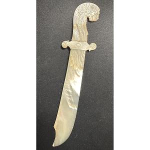 19th Century Mother-of-pearl Lion's Head Paper-cutter Based On An Antique Design